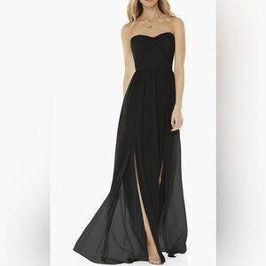 Social Bridesmaids Strapless Georgette A-Line Gown Black